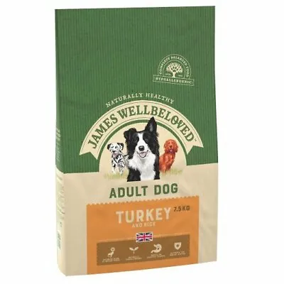 James WellBeloved Adult Dry Dog Food Maintenance Turkey & Rice Kibble 7.5kg • £37.88