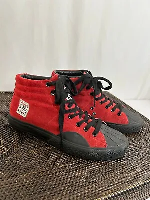 Vision Street Wear Mens Black/Red Suede High Top Lace Skateboard Shoes Size 5/37 • $49.90