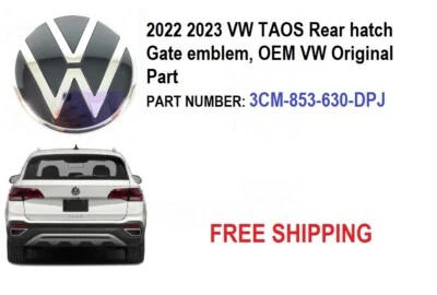 Rear Hatch Emblem 2022 2023 VW Taos  (CHROME/BLACK) 3CM-853-630-DPJ • $35