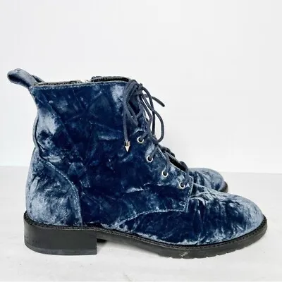 Rebecca Minkoff Women's Moon Crushed Velvet Gerry Boots Blue Size 10 • $45