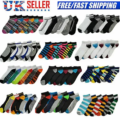 6 Pairs Mens Trainer Liner Ankle Socks Funky Designs Adults Sports 6-11 • $6.15