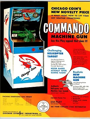 Commando Arcade FLYER Original 1973 Machine Gun Game Retro Vintage Helicopter • $37