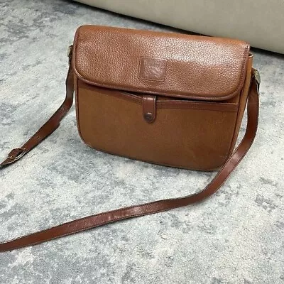 Vintage Burberry Burberrys Brown Pebbled Leather Crossbody Bag Nova Lined • $260