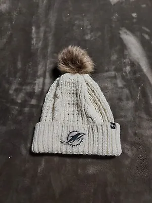 Women's Miami Dolphins Brand 47' Off White Knit Hat With Pom • $13.77