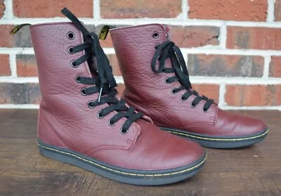 Dr. Martens Stratford 9 Eye Fold Down Boot Maroon Women's 7 UK 5 Floral Interior • $55