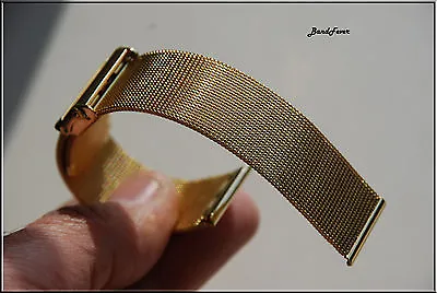 20mm ALL GOLD MESH WATCH BANDBracelet Two Pices Bulova Accutron Quartz + Pins • $13.25