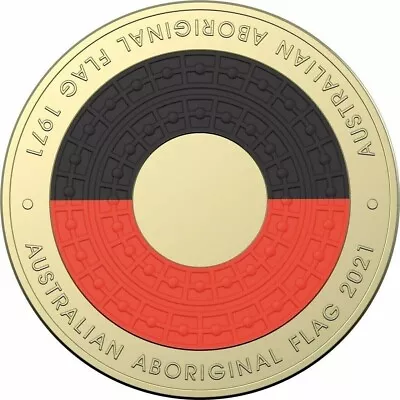 Aboriginal Flag 1971 $2 Two Dollar Coloured Red Black Coin 2021 Australian CIRC • $5.85