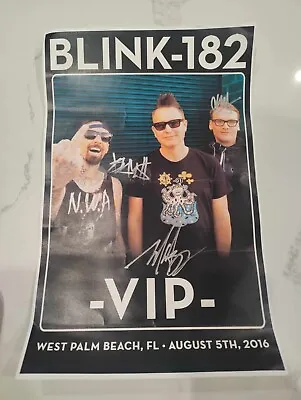 Blink-182 Signed VIP Poster Mark Hoppus Travis Barker Matt Skiba 8/5/2016 • $900