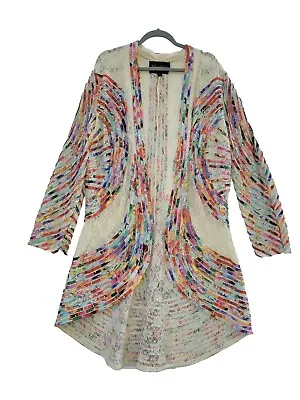 Moshita Couture Lace Rainbow Colorful Designer Long Sleeve Cardigan Size 3XL • $89