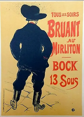 TOULOUSE-LAUTREC - BRUANT AU MIRLITON- LITHOGRAPH PRINTED BY MOURLOT In 1966 • $45