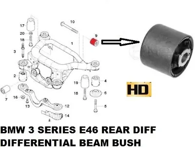 Bmw 318 E46 Rear Diff Differential Beam Bush Bushing  Hd 33176751808 • $25.25