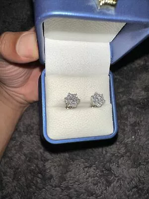 Men’s Silver  Real Diamond Earring Studds • $210