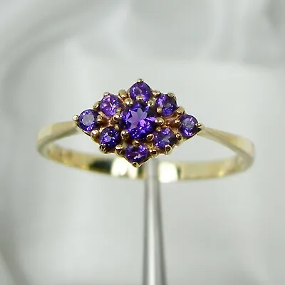Deep Purple Round Natural Amethyst Gemstone Ring Genuine 375 9k Yellow Gold • $276.10