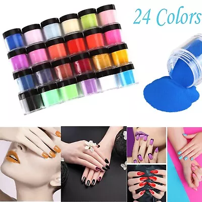 24 Colors Acrylic Nail Art Tips UV Gel Powder Dust Design 3D Manicure • $13.99