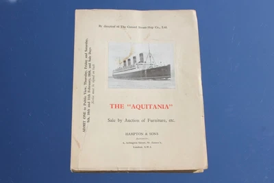 £800 • Buy Cunard White Star Line Rms Aquitania Rare Dispersal Auction Sale Catalogue 1950
