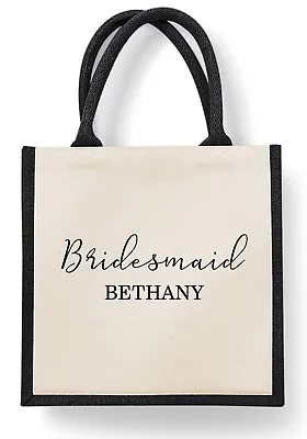 £11.19 • Buy Personalised Name Bridesmaid Jute Bag Gift Wedding Hen Midi Size Shopping Tote 