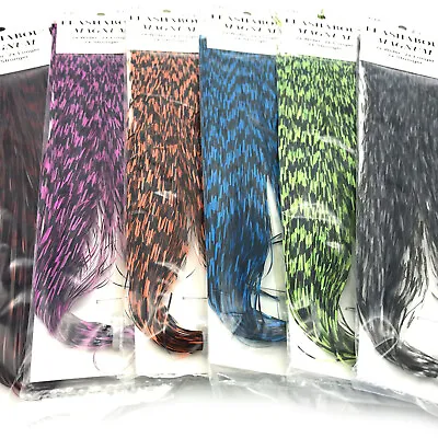 GRIZZLY BARRED MAGNUM FLASHABOU - Fly Tying Flash Striped Bucktail Material NEW! • $8.99