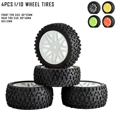 £13.59 • Buy 1/10 Off-Road Front&Rear Tires&Wheels Rubber 85mm For RC HPI HSP Buggy Car