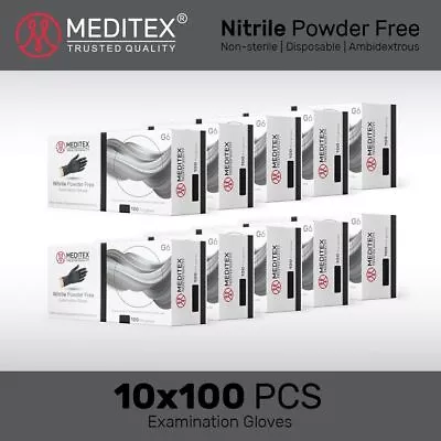 Meditex Exam Nitrile Gloves Black 4mil 1000 Pcs (vinyl Latex Powder Free) • $49.99