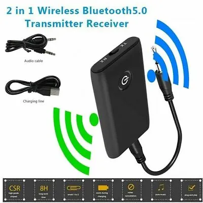 Bluetooth 5.0 Transmitter Receiver 2 IN 1 Wireless Audio 3.5mm Jack Aux Adapter • $8.23