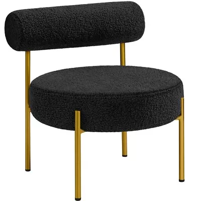 Boucle Accent Chair Side Chair With Round Padded Seat Gold Metal Legs Used • $29.99