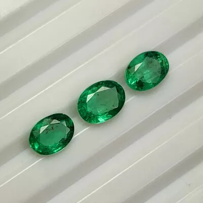 2.39 CT - Natural 3 Zambian Emerald Oval Pair Good Green Luster Gem - 3648 • $74.99