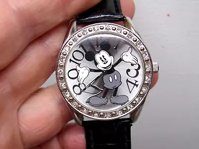 MICKEY MOUSE Gemmed Watch By DISNEY W/ New Battery - Works Great! • $19.50
