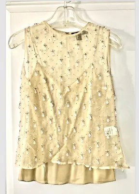 Vintage But Never Worn Donna Karan/dkny Exquisite Sheer Silk Beaded Top & Cami-4 • $74.99
