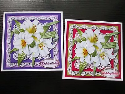 £1.30 • Buy NEW===2 X BIRTHDAY WISHES WHITE LILY'S  Card Toppers & Sentiments