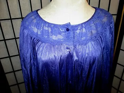 Vintage Gilead Lace Nylon Peignoir Purple Robe Housecoat Large NOS Bust To 44 • $27.95