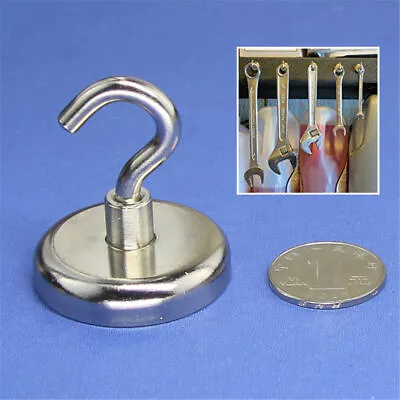 Heavy Duty Magnetic Hooks Hanger Hold Steel Strong Magnet Set Silver Kitchen • $8.50