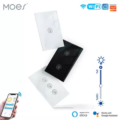 MOES 1/2/3Gang WiFi Smart Light Dimmer Switch Wall Touch Galss Alexa Google APP • $40.99