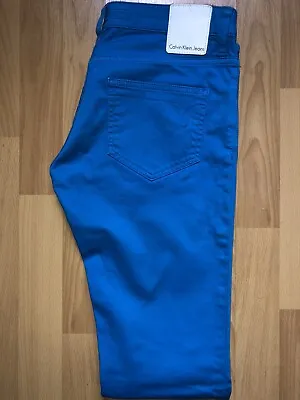 £12.50 • Buy Womens CALVIN KLEIN JEANS LOW RISE SKINNY Bright Blue Size 28 *WOW*