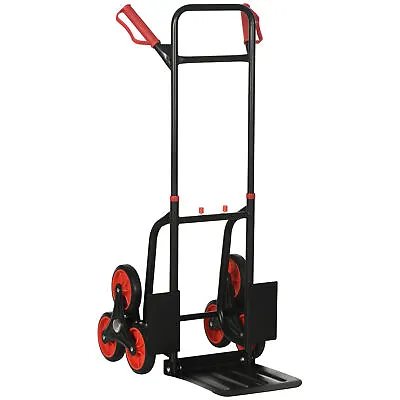 DURHAND Climbing Stairs Trolley Hand Trucks 6-Wheels Foldable Load Cart Steel • £72.99