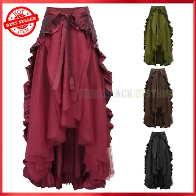Women Steampunk Gothic Wrap Skirt Victorian Ruffle Pirate Skirt Gown Cosplay • $35.09