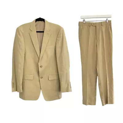 Andrew Fezza Canaan 100% Linen Suit Set Natural Cream Mens 36/30 Reg Summer • $80