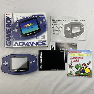 Indigo Purple Nintendo Game Boy Advance GBA System Console Nice Complete Box CIB • $180