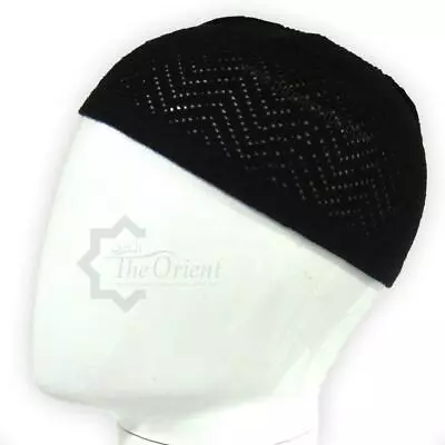 1x Black Men Skull Cap Muslim Islamic Prayer Hat Topi Kufi Headwear Man • £2.49