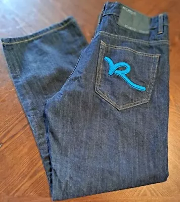 VINTAGE Rocawear Jeans Mens 36x31  Denim Baggy Wide Leg Skater Grunge Y2K Logo • $42