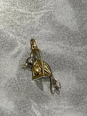 18ct Gold And Diamond Bird On Perch Pendant Used • £195