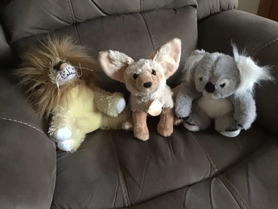 £6.50 • Buy Three Soft Toys Lion Fennec Fox And Khoala