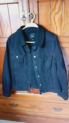 Next Black Fleece Lined Denim Jacket - Size 12 • £4.45