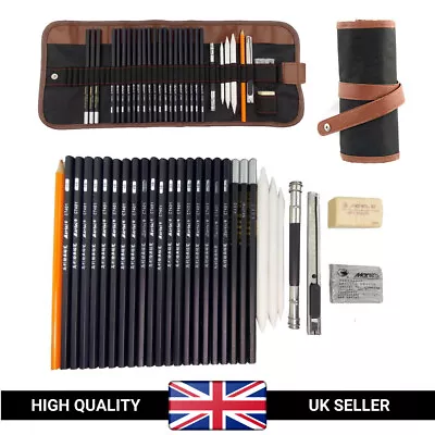 30Pcs Sketching Set Professional Drawing Art Pencils Kit Graphite Charcoal UK • £9.59