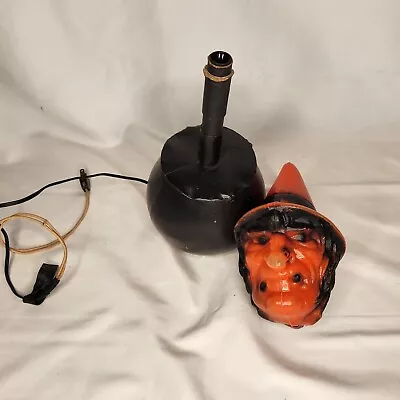 Vintage Orange  Witch Head Kettle Brew Light Base  Blow Mold  Halloween Untested • $120