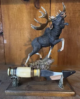 2008 Gaham Moose Resin Figurine With Bone Handle Knife One Of A Kind! • $37