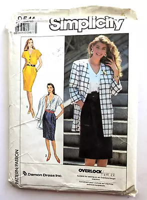 Simplicity Pattern 9511 Ladies V-Neck Dress Unlined Jacket Easy Sew 16-24 Uncut • $8.36