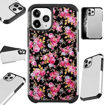 Fusion Case For IPhone 12/Mini/Pro Max Phone Cover PINK / BLACK FLOWERS • $13.50