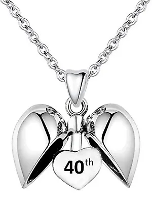 Sterling Silver 40th Birthday Heart Pendant & Necklace - 40 Gifts For Her Women • £29.95