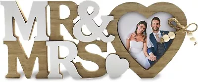 Mr & Mrs Heart Photo Frame 3.5 * 3.5in Wooden • £4.79