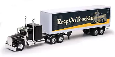 New Ray 1/32 Kenworth W900 Semi & Keep On Truckin Trailer Diecast Black SS-10253 • $33.95